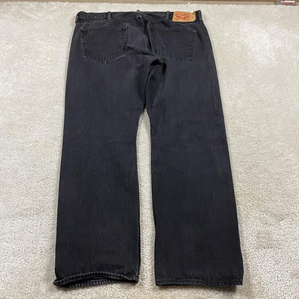 Levis 501 Jeans Mens 42x32‎ Black Button Fly Straight Leg Charcoal Denim Basics